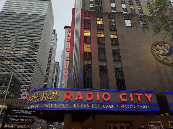 Radio City Music Hall, where fans attended a Knicks watch party
